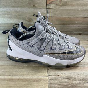 Nike LeBron XIII 13 Low Basketball Shoes Grey Metallic Gold 831925 071 Mens 12